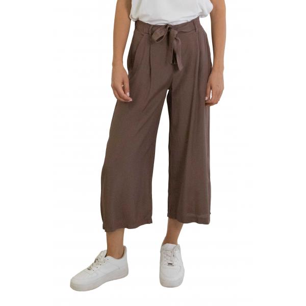 Pantalone cropped in viscosa con fascia  "Iris"